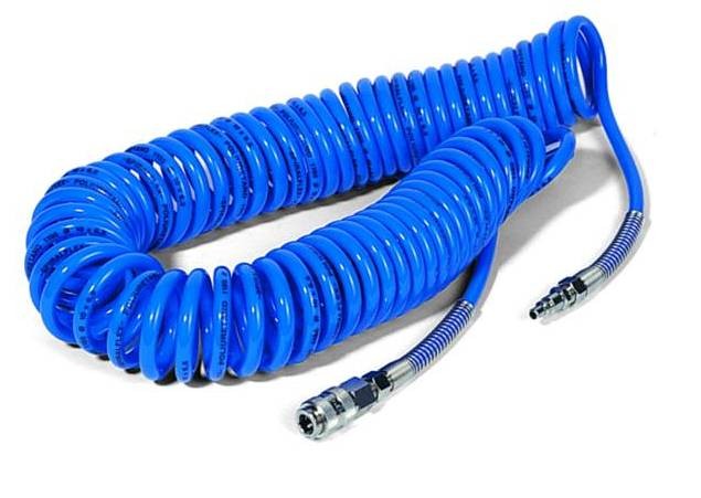 Шланг Pegas спиральный синий с быстросъемными соед. профи 5м 5х8мм - фото от IWS24
