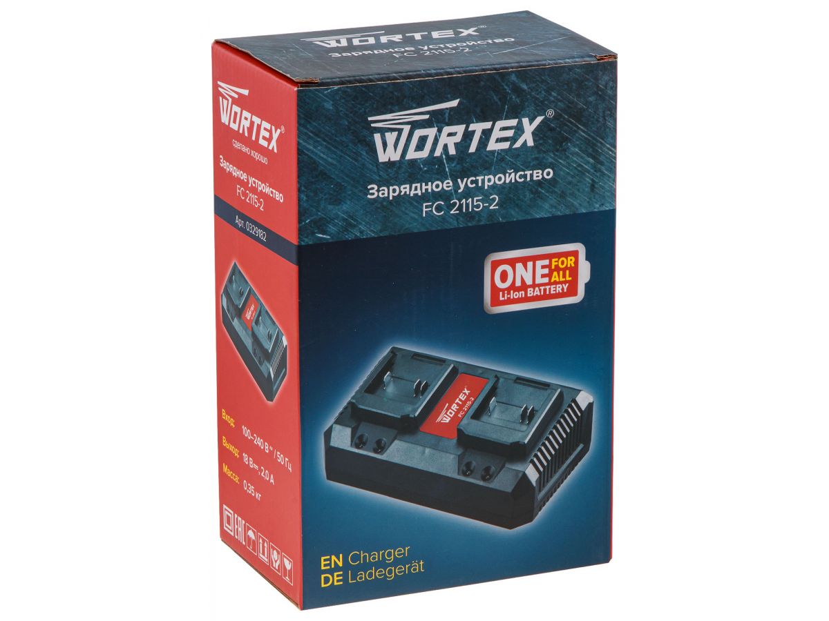 Зарядное устройство Wortex FC 2115-2 ALL1 (18 В, 2.0 А + 2.0 A, 2 слота, стандартная зарядка) - фото от IWS24